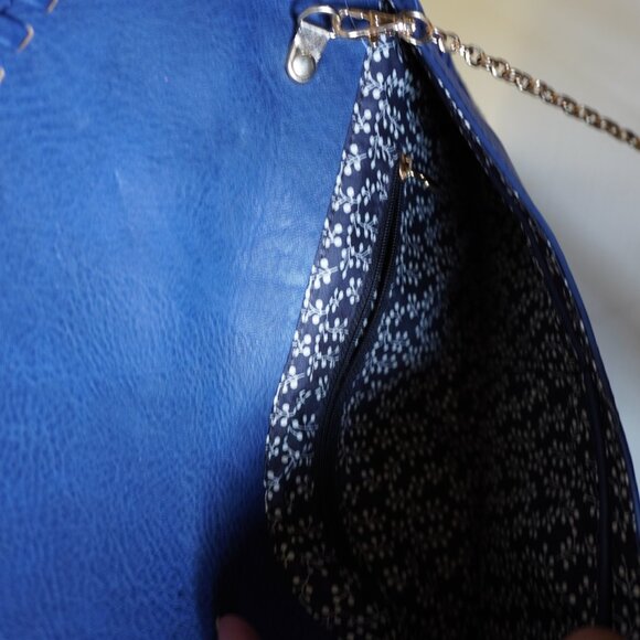 Small Cluch Crossbody Blue Leather - Picture 4 of 10